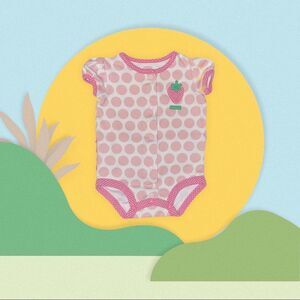 CARTER'S Girl Short Sleeve Onesie PINK Polka Dots STRAWBERRY Patch 3 months